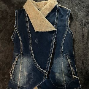 Denim Fur Lined Vest